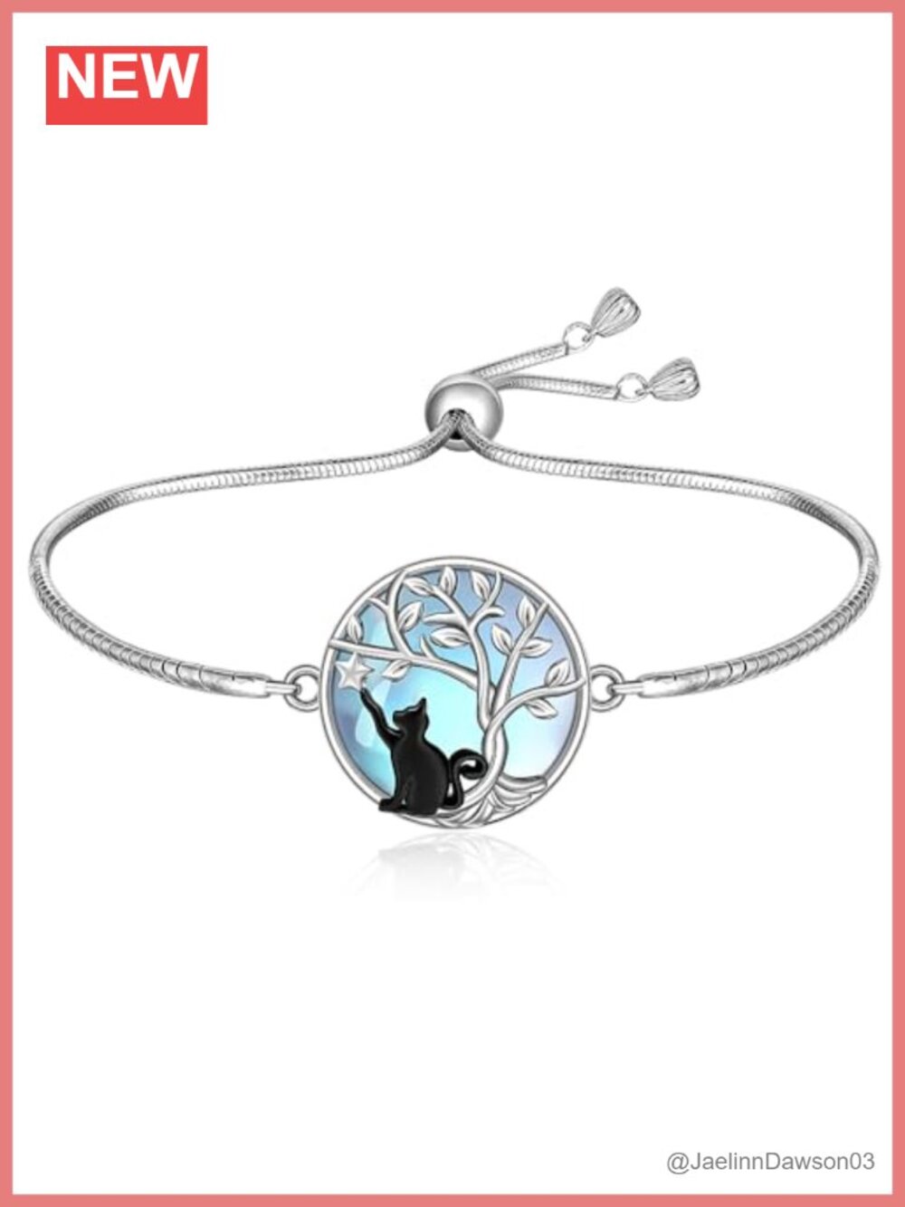 925 Sterling Silver Cat Bracelet Women Link Snake Chain Adjustable